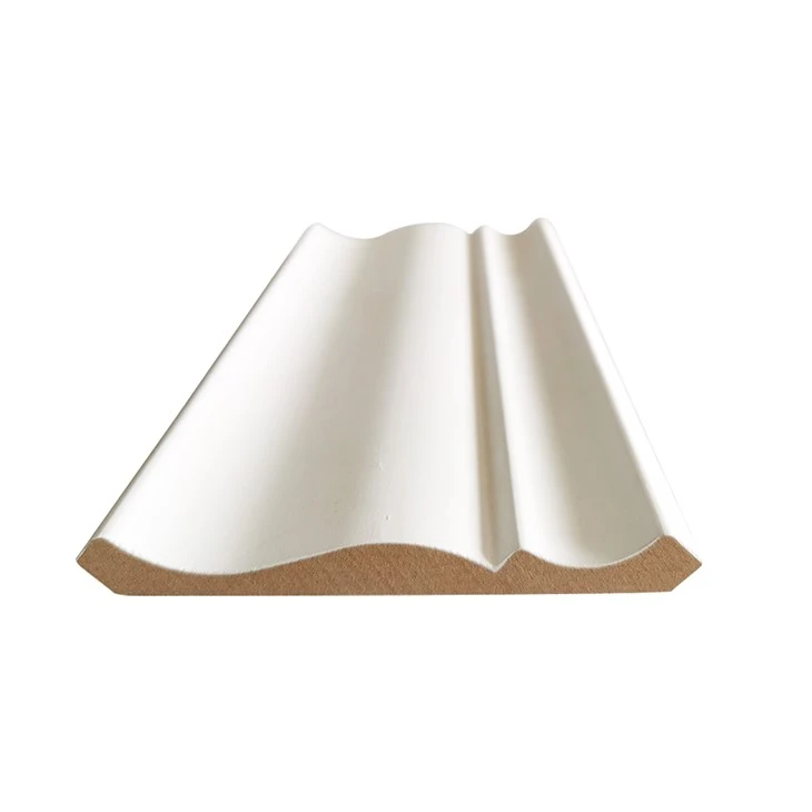 Moldura de coroa decorativa de madeira MDF branca com primer